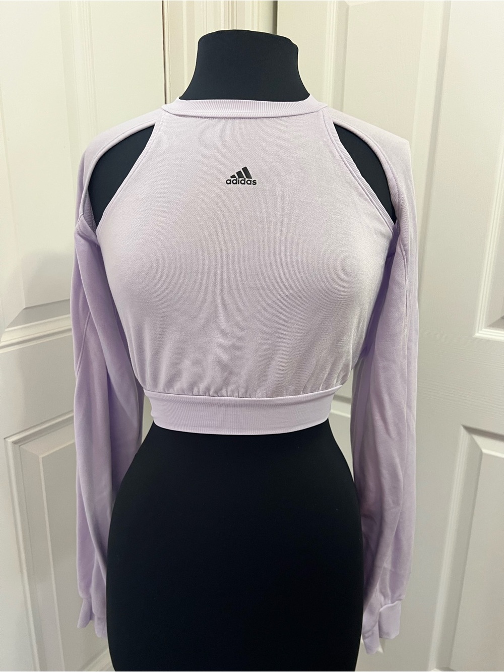 Adidas Lavender Cutout Cropped Long-Sleeve Top